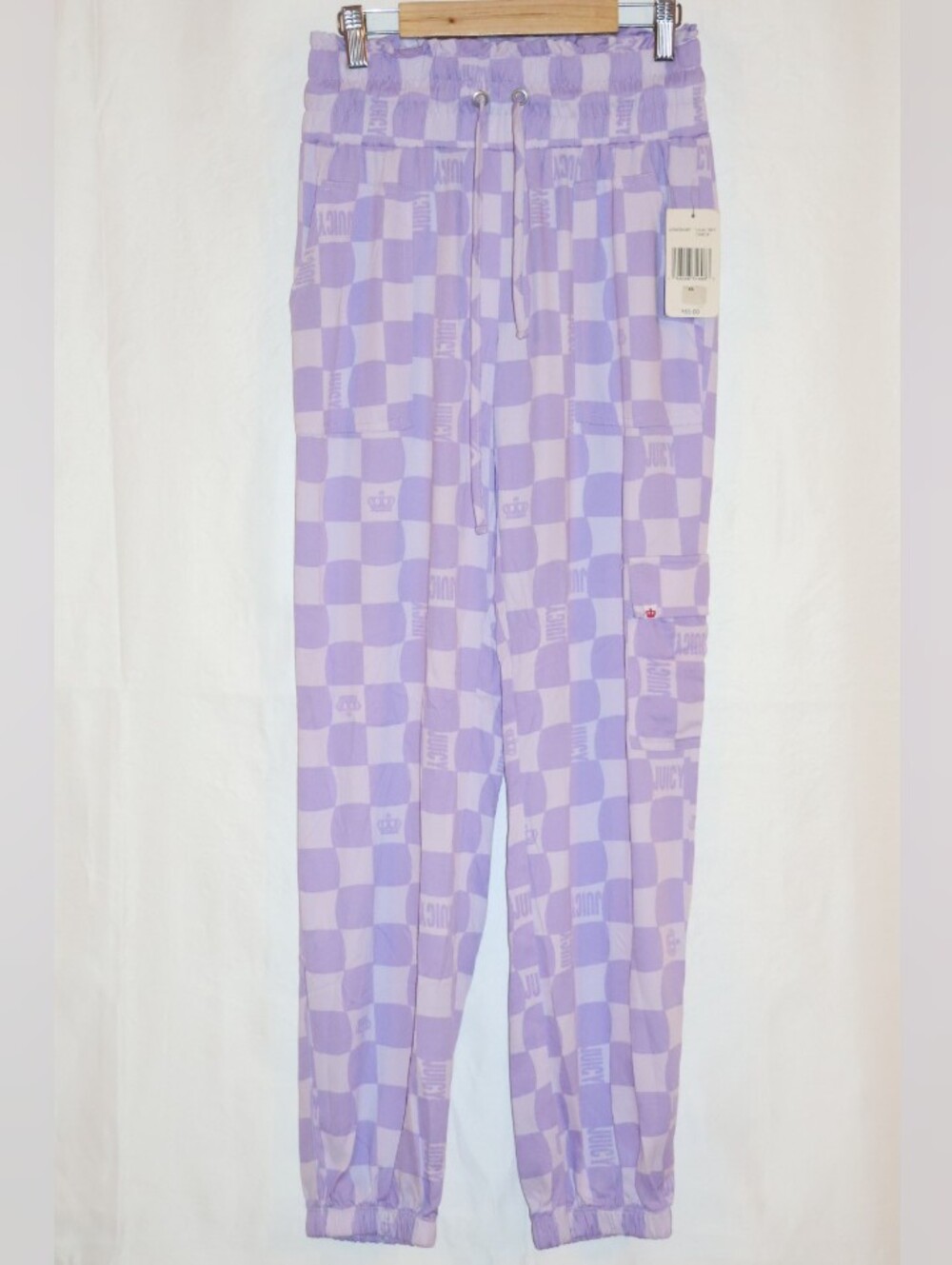 Juicy By Juicy Couture Lilac Sky/Lavender Checkered High Rise Lounge Jogger Pant